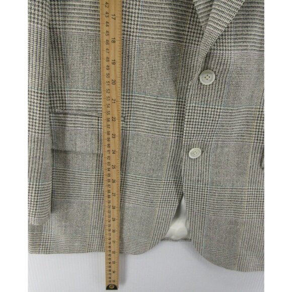 VINTAGE Burberry Sport Coat 40 Blazer Windowpane Houndstooth Jacket - Picture 4 of 13